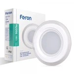 Світлодіодна панель Feron AL2110 12W 960Lm 5000K круглий вбудований 160*40mm (4354)