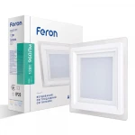 Світлодіодний світильник Feron AL2111 12W 960Lm 5000K (4000К) квадратний вбудований 160*160*40mm (4356)