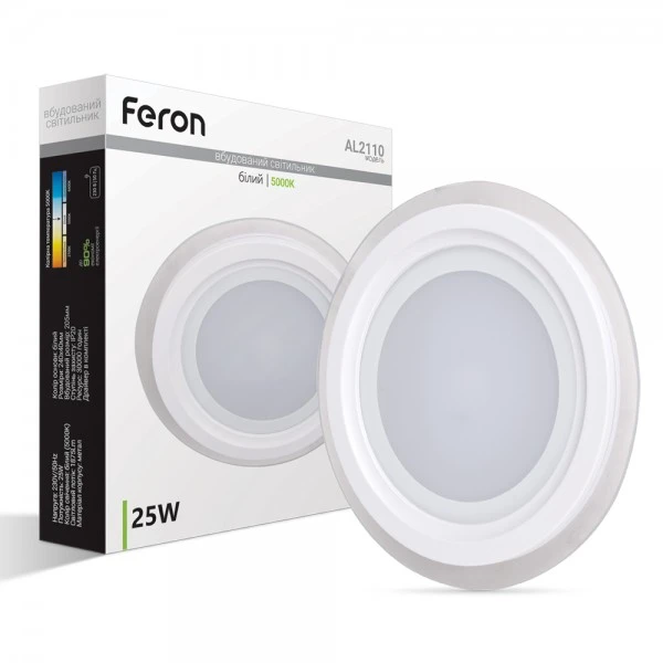 Світлодіодна панель Feron AL2110 25W 1875Lm 5000K круглий вбудований 240*40mm OL (6409)