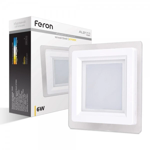 Світлодіодна панель Feron AL2111 6W 480Lm 2700K квадратний вбудований 100*100*35mm (4885)