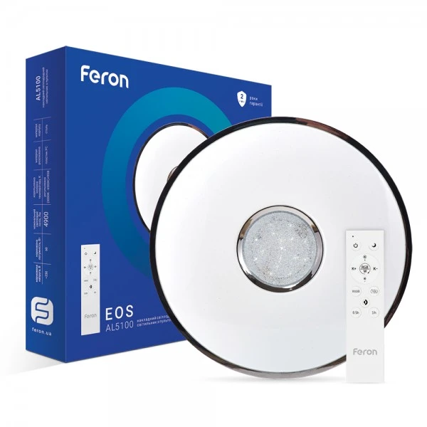 Світлодіодна люстра Feron AL5100 60W коло, RGB 4900Lm 2700K-6400K 490*85mm (6438)