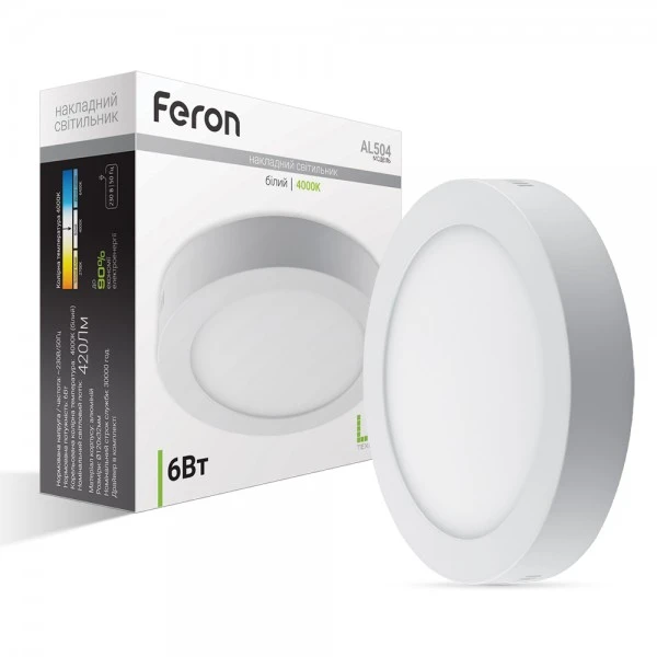 Світлодіодна панель Feron AL504 6W коло накладний 420Lm 4000K 120*32mm OL (6658)