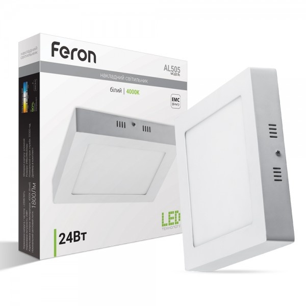 Світлодіодна панель Feron AL505 24W квадрат накладний 1800Lm 4000K 298*298*32mm OL (6665)