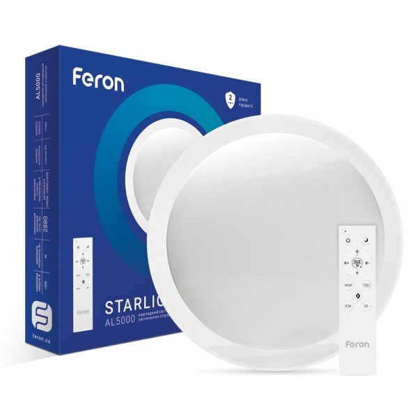 Світлодіодний світильник Feron AL5000 36W коло, RGB 2880Lm 2700K-6400K 455*78mm (6732)