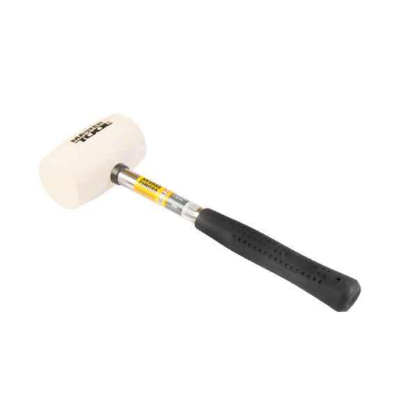 Киянка резинова MASTERTOOL 60 мм 450 г металева рукоятка біла 02-1312