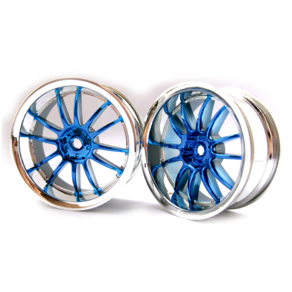Blue Chrome Spoke Wheel Rims 2P