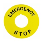 Табличка маркувальна EMERGENCY STOP жовта кругла для кнопок XB2 - Зображення 2