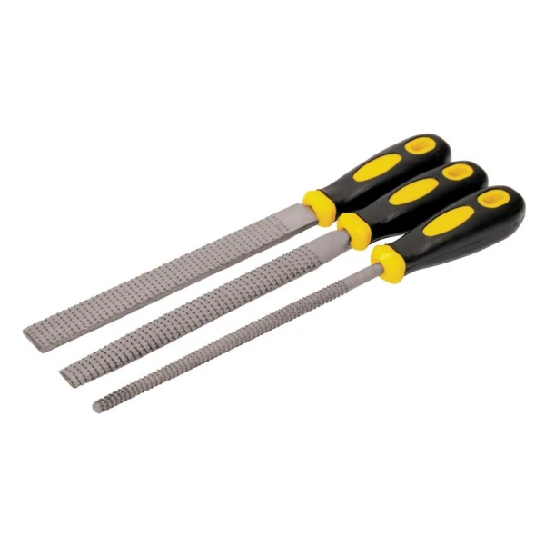 Рашпілі по дереву MASTERTOOL 3 шт 200 мм плоский/круглий/напівкруглий 06-0330
