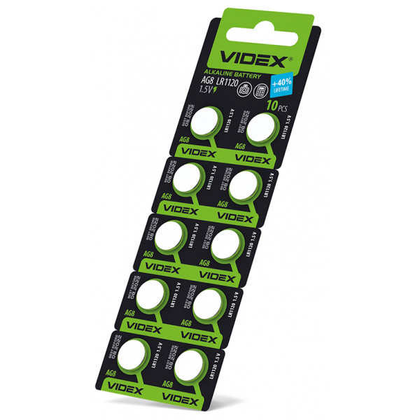 Батарейка для годинника Videx AG 8/LR1120 BLISTER CARD 10 ПК (100/1600) (AG8/10B/1.5V)