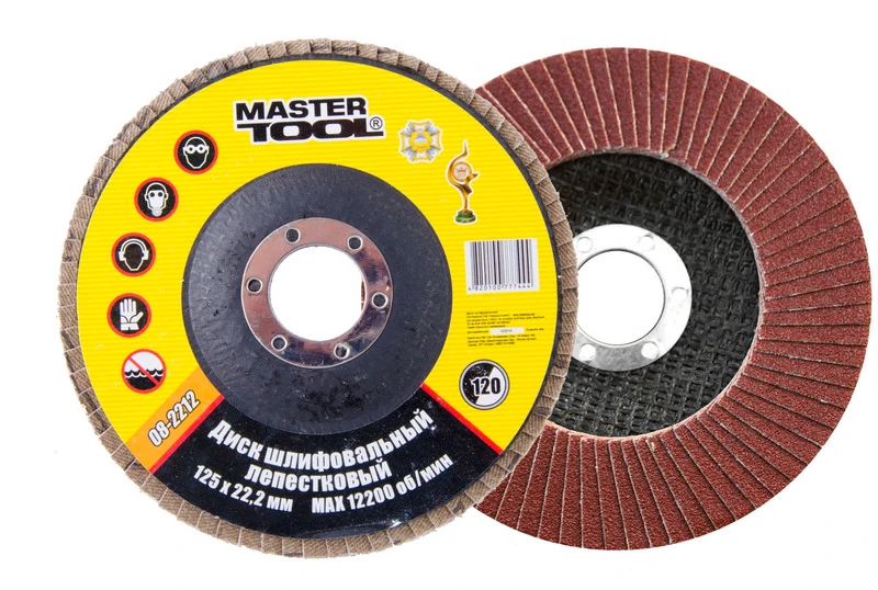 08-2212.jpg Диск шліфувальний пелюстковий MASTERTOOL Т27 зерно 120 125х22 мм 08-2212 - Зображення 1