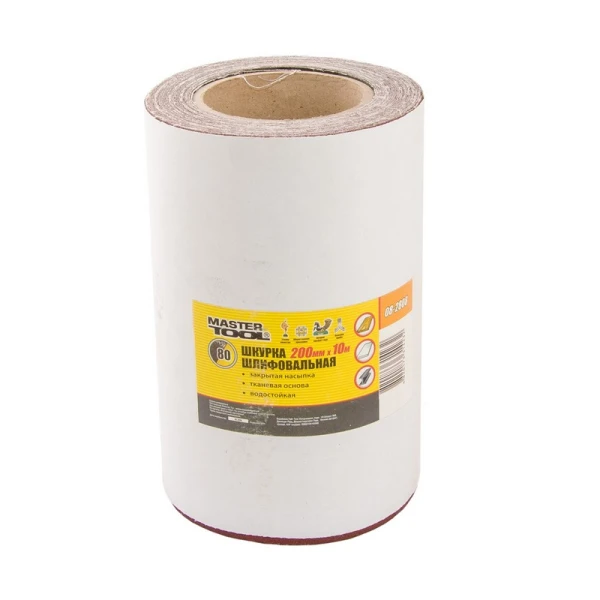 Шкірка шліфувальна на тканинній основі MASTERTOOL Р80 200 мм 10 м 08-2808