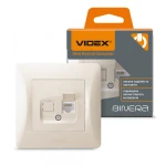 VIDEX BINERA Розетка CAT6 одинарна комп'ютерна кремова (VF-BNSK1PC6-CR) (20/120)
