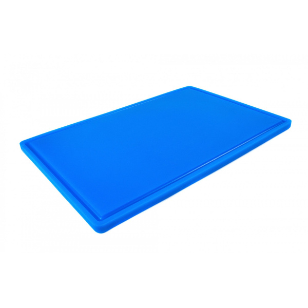 Дошка обробна HDPE з жолобом, 600×400×18 мм, 6 протиковзних ніжок, синя