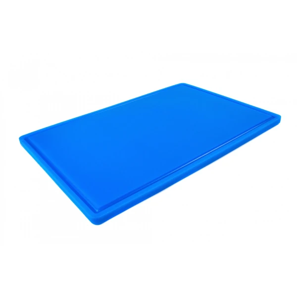 Дошка обробна HDPE з жолобом, 600×400×18 мм, 6 протиковзних ніжок, синя