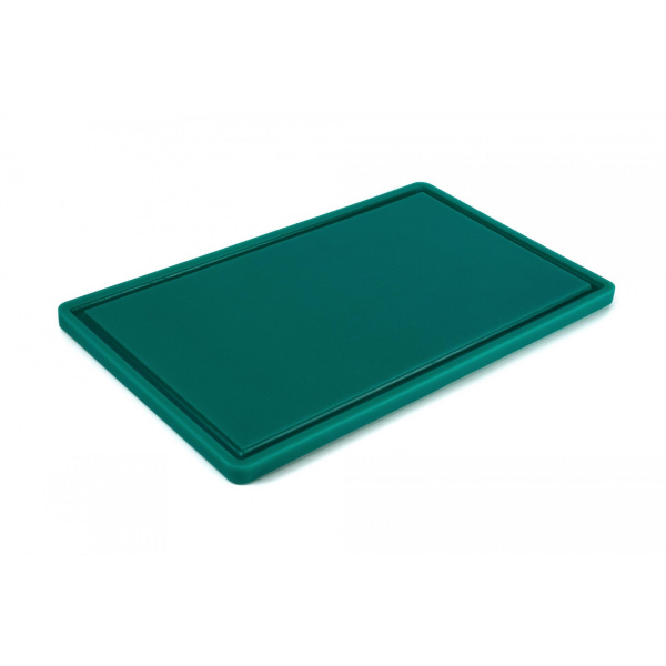 Дошка обробна HDPE з жолобом, 500×300×18 мм, 6 протиковзних ніжок, зелений.