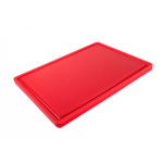 Дошка обробна HDPE з жолобом, 400 × 300 × 18 мм, 4 ніжки протиковзкі, червона
