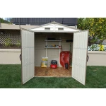 Сарай пластиковий StoreAll 245x168x220 см слонова кістка, коричневий дах - Зображення 4