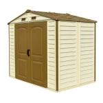 Сарай пластиковий StoreAll 245x168x220 см слонова кістка, коричневий дах - Зображення 2