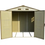 Сарай пластиковий StoreAll 245x168x220 см слонова кістка, коричневий дах - Зображення 5
