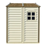 Сарай пластиковий StoreAll 245x168x220 см слонова кістка, коричневий дах - Зображення 7
