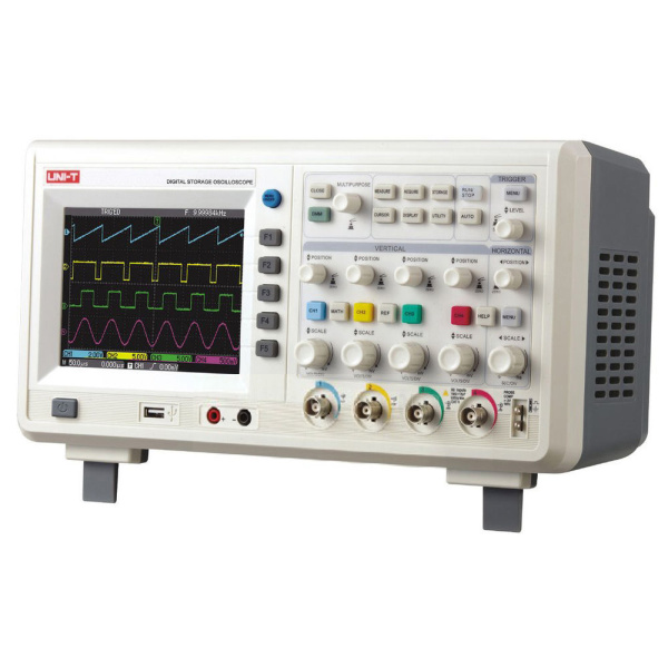 Цифровий осцилограф UNI-T UTDM 14104C (UTD4104C), настільний, чотирьохканальний, 100 МГц, 2 Гвиб / с, 5,6 "TFT дисплей, 1 МБ