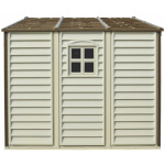 Сарай пластиковий Woodside 325x247x231 см слонова кістка, коричневий дах - Зображення 6