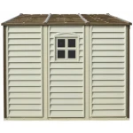 Сарай пластиковий Woodside 325x247x231 см слонова кістка, коричневий дах - Зображення 6