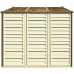Сарай пластиковий Woodside 325x247x231 см слонова кістка, коричневий дах - Зображення 7