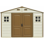 Сарай пластиковий Woodside 325x247x231 см слонова кістка, коричневий дах - Зображення 2