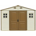 Сарай пластиковий Woodside 325x247x231 см слонова кістка, коричневий дах - Зображення 2