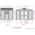 Сарай пластиковий Woodside 325x247x231 см слонова кістка, коричневий дах - Зображення 9