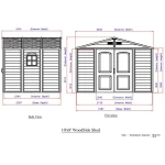 Сарай пластиковий Woodside 325x247x231 см слонова кістка, коричневий дах - Зображення 9