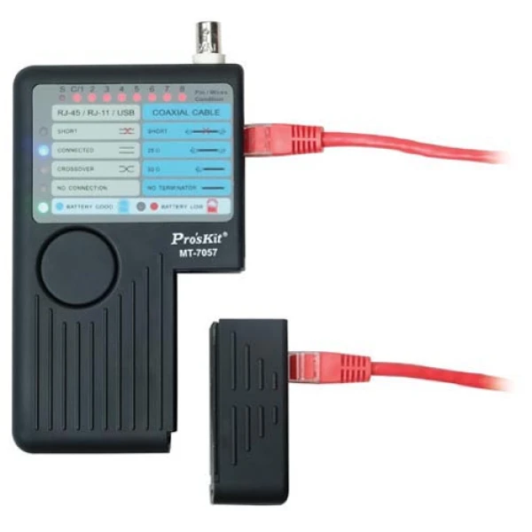 Тестер кабелю Pro'sKit MT-7057, коаксіального, кручений пари