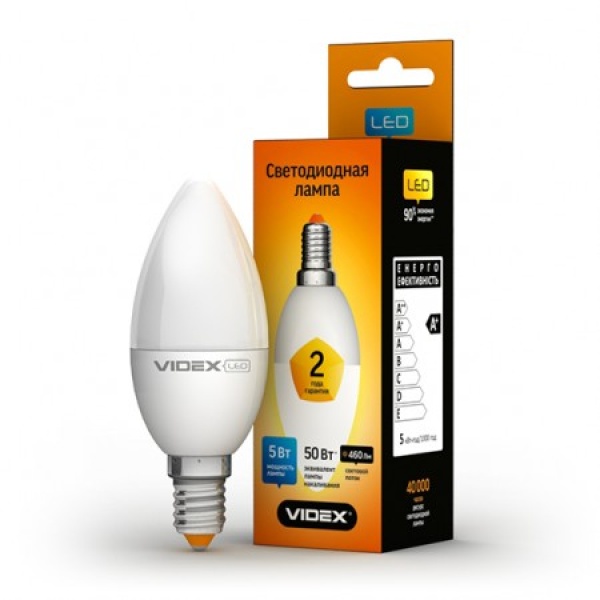 Лампа світлодіодна LED VIDEX C37e 5W E14 4100K 220V (VL-C37e-05144)