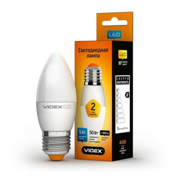 Лампа світлодіодна LED VIDEX C37e 5W E27 4100K 220V (VL-C37e-05274)
