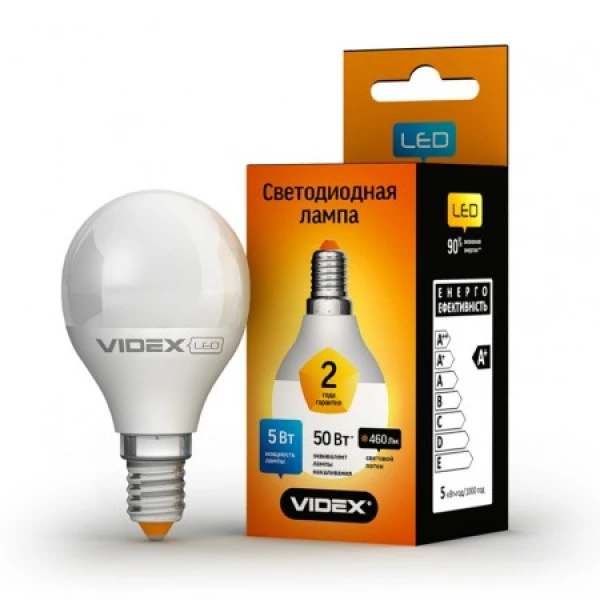 Лампа світлодіодна LED VIDEX G45e 5W E14 4100K 220V (VL-G45e-05144)