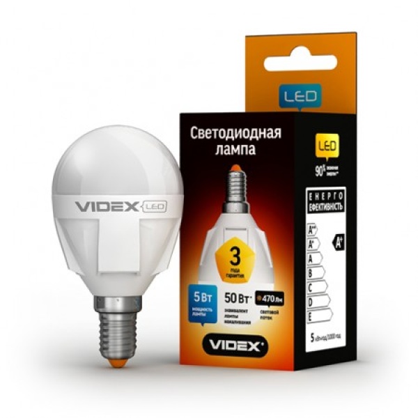 Лампа світлодіодна LED VIDEX G45 5W E14 4100K 220V (VL-G45-05144)