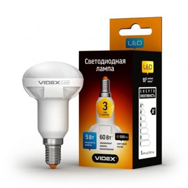 Світлодіодна лампа LED VIDEX R50 5W E14 3000K 220V (VL-R50-05143)