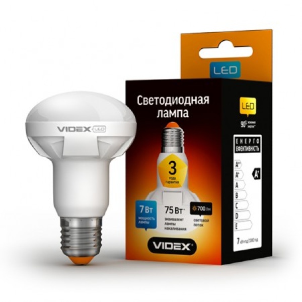 Лампа світлодіодна LED VIDEX R63 7W E27 4100K 220V (VL-R63-07274)