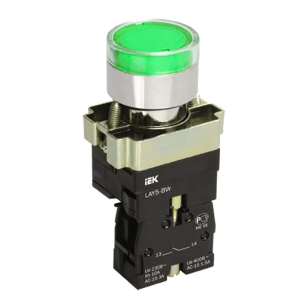 Кнопка керування LAY5-BW3361 з підсвічуванням зелений 1з IEK (BBT50-BW-K06)