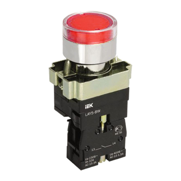 Кнопка керування LAY5-BW3461 з підсвічуванням червоний 1з IEK (BBT50-BW-K04)