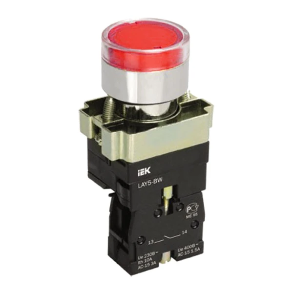 Кнопка керування LAY5-BW3461 з підсвічуванням червоний 1з IEK (BBT50-BW-K04)