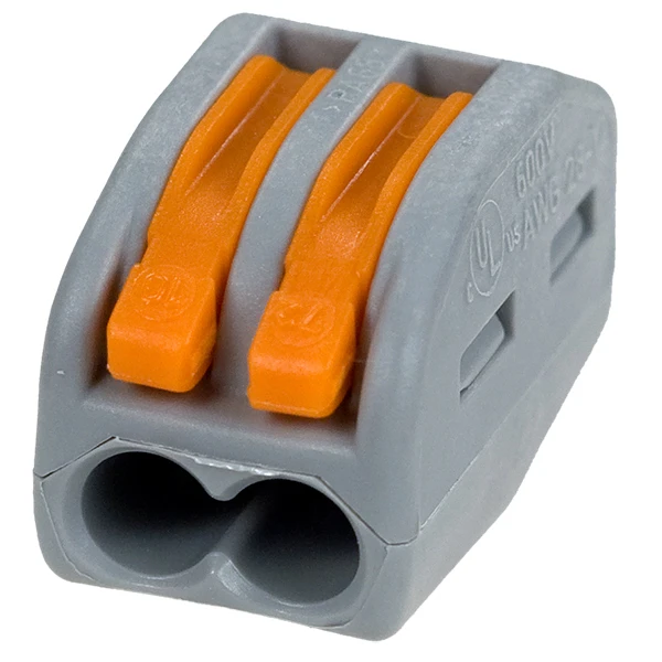Клема WAGO 222-412 2-провідна, перетин 0,8 - 2,5 мм², із зачисткою ізоляції 4 мм універсальна
