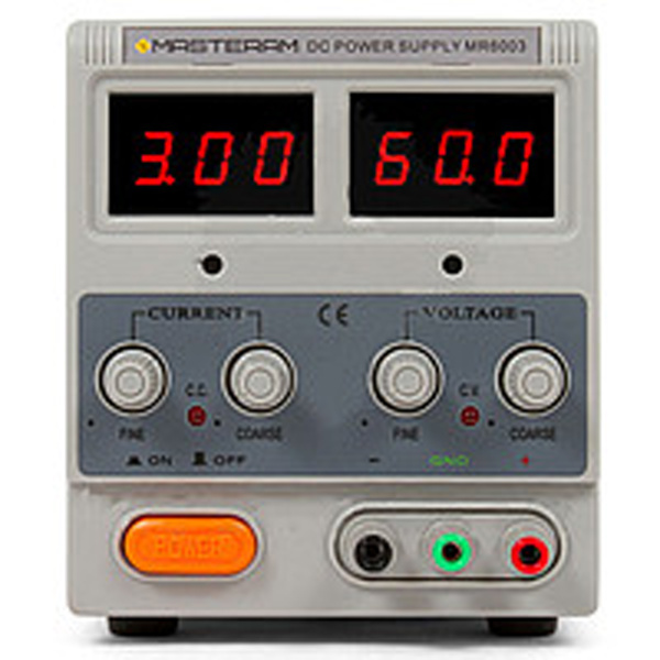 Лабораторний блок живлення Masteram MR3003, одноканальний, трансформаторний, до 30 В, до 3 А, світлодіодні індикатори