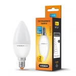 LED лампа VIDEX C37e 6W E14 4100K 220V 20шт/ящ (VL-C37e-06144)