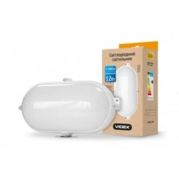 LED світильник (ЖКГ) Aluminum овальний VIDEX 12W 5000K 220V білий (VL-BHO-125AW)