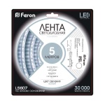Світлодіодна стрічка Feron LS607/ SANAN LED-RL 30SMD(5050)/m 7.2W/m 12V 5m*10*0.22mm білий на біломуIP65 (5784) - Зображення 2