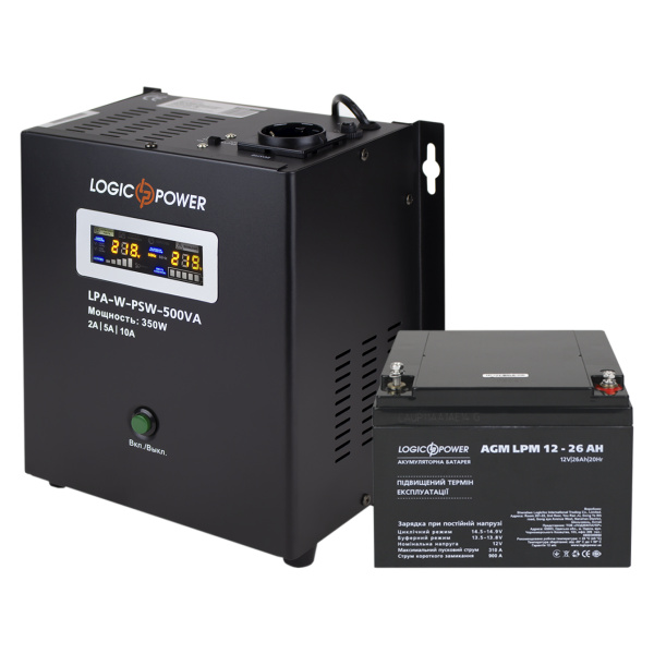 Комплект резервного живлення для котла LP (LogicPower) ДБЖ + AGM батарея (UPS 500VA + АКБ AGM 330W)