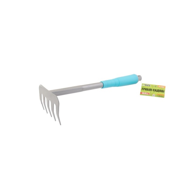 Граблі садові MASTERTOOL із пластиковою ручкою 5 зубів 300х90 мм 14-6183