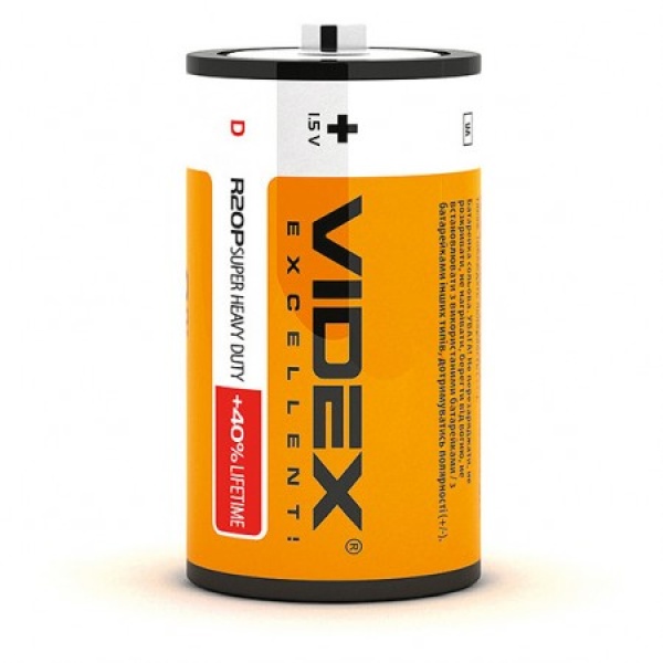 Батарейка сольова Videx R2OP/D 2pcs SHRINK CARD (24/288) (R2OP/D 2pcs SB)